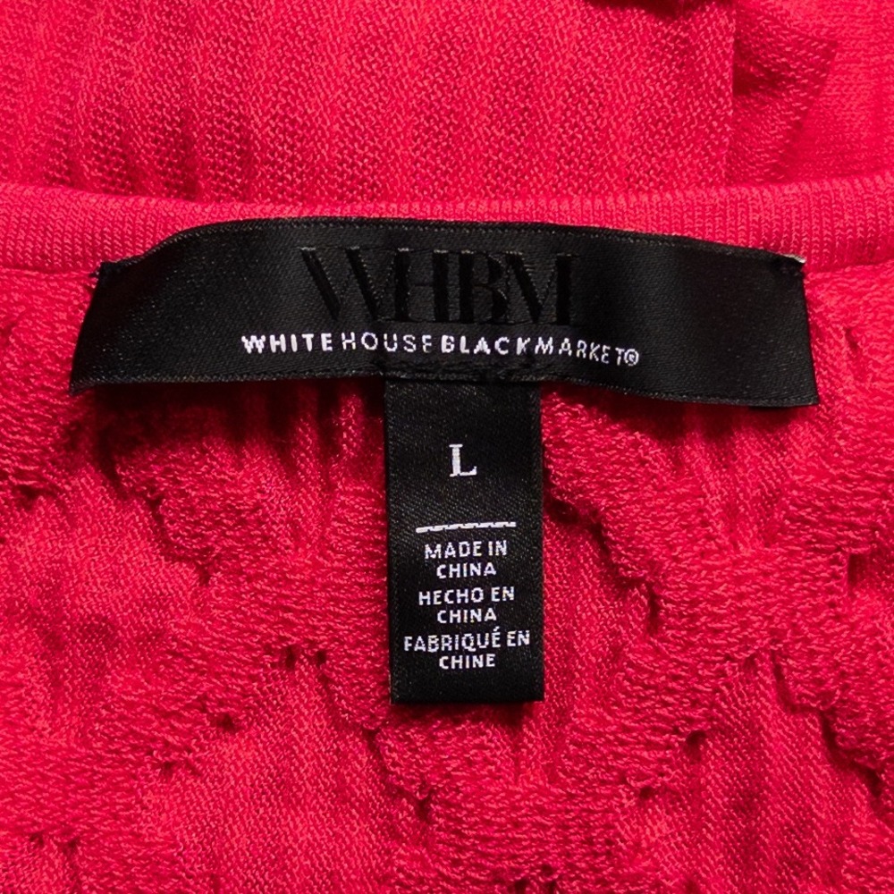 White House Black Market Top Womens Large Pink Smocked Peplum V-Neck Blouse - Picture 7 of 8